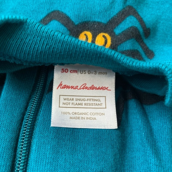 NWT HALLOWEEN KIDS HANNA ANDERSON ZIP UP SLEEPER “BLUE SPIDERS” SIZE 0-3 - Picture 6 of 15